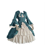 Retro Gothiced Court Dress Royal Lady Ball Dress Square Neck Tight Waist Bowknot Women Elegant Costume vestido ropa-Outfit