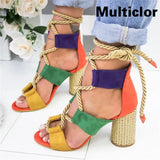 Sandals Wedge Espadrilles Summer Shoes Woman 7CM High Heels Sexy Gladiator Women Heels Sandals Lace Up Platform