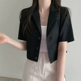 Fongt Version Of The Solid Color Short-Sleeved Cotton Tice Small Suit Woman 2025 Spring And Summer New Leisure Temperament Short Suit Coat