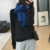 Fongt Winter 2023 Version Of Korean Women's Clothing Loose Cover Meat Lazy Wind Round Collar Knit Bottom Shirt Pure Color Pullover Sweater Female-Outfit