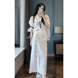 Fongt Lazy Wind Relaxed Feeling White Thin Loose Sunscreen Shirt Women's Summer Design Half-Body Skirt Two-Piece