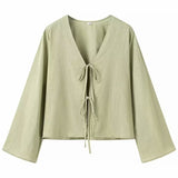 Fongt New Women's Women's Dress With Open Shirt Thin Long-Sleeved Top
