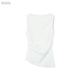 Fongt Women's Dressed Type Shipnecked Folded Vest White 2025 New 4424311