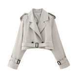Fongt 2025 Spring New Women's Clothing With Belted Long-Sleeved Casual Windwear Coat