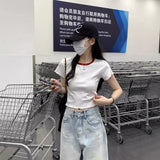 Fongt Color Short-Sleeved T-Shirt Women 2024 Summer New Slim Show Thin And Versatile Short Shoulder Students Pure Color Top