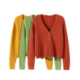 Fongt Autumn And Winter Short External Loose Net Red Long-Sleeved V Sweater Knitted Shirt Solid-Colored Cardigan Coat Top