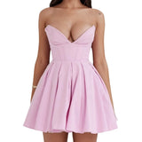 Fongt Summer New Women's Clothing Wrapped In Chest A Word Swing Sexy Short Dress Woman