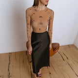 Fongt 2024 Summer New Women's Round Collar Long Sleeve Fashion Mesh Perspective Sexy Slim Onesie