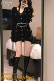 Solid Vintage Knitted Dress Women Patchwork Y2k Party Mini Dress Female Casual Korean Fashion Designer Sweater Dress