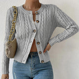 Fongt Autumn Sweater Women's Large Size Mahjong Collar Collar Cardigan Long-Sleeved Coat