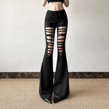 Fongt New Women's Hottie Fashion Crack Hollow Design Bow Tie Strap To Repair Micro-Trumpet Pants