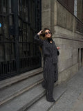 Fongt Eastern Women's OL Elegant Wind Button Striped Broad Leg Trousers Set Commuting 2025 New