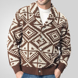 Fongt Men's Casual Geometric Jacket Knit Dress Vintage Coat Men's