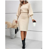 Fongt And Winter Knitted Dress Sexy Solid Color Bag Hip Dress Temperament Thin Sweater Knitted Dress Girl