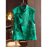 Vest Jacket Women's Spring And Summer New Style Guochao Retro Heavy Industry White Stork Embroidery With Chinese Style Horse Clip Jacket-Outfit