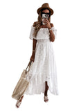 Fongt Lace Dress White Beach Dress New Chest-In-A-Side Sexy Dress Woman