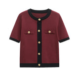 Fongt Homemade New Women's Classic Buffet Short-Sleeved Knitted Coat 1822106