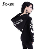Hoodies Gothic Punk Moon Letter Print Sweatshirts 2020 Autumn Winter Long Sleeve Black Jacket Zipper Coat Casual Hoody
