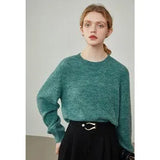 Sweater Women Women's Solid Simple Pullovers Sweater Early Autumn New Lantern Sleeve Round Neck Top Long Sleeve