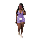 Fongt Women's New Casual Water-Washed One-Piece Shorts-Outfit