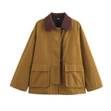 Fongt New Women's Fashion Casual Loose Thin Collar Cotton Jacket Jacket