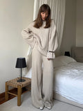 Fongt Sense Sweater Set (Without Neck) High-Collar Knitted Sweater Knitted Retro Loose Woman