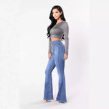 Fongt Spring And Summer New High-Rise Elastic Micro-Tipped Jeans Woman