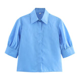 Fongt New Women's Short-Sleeved Shirt Wide Fan Flute Dress 2731046
