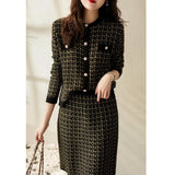 Fongt And Autumn 2025 New Light Social Atmosphere Human Walking Small Fragrance Imitation Wool Wool Wool Knitted Soft Set