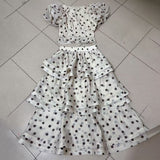 Fashion And Leisure Suit Women 2025 Summer New Black Wave Dot Mesh Foam Sleeve Splicing Design Skirt