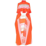 Streetwear Striped Asymmetrical Blouse Women Stand Collar Sleeveless Ruffles Female Clothes Summer 2022 Fashion