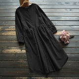 Long Sleeve Sundress ZANZEA Women Spring Long Shirt Dress Elegant O Neck Solid OL Work Vestidos Casual Baggy Dresses