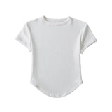 Trendy Women's Basic Short-Sleeved T-Shirt Summer Spicy Girls Small Round Collar Short Style Thin Tight Blouse-Outfit