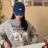 Letter Printed Round-Neck Long-Sleeved Hoodie For Women In Autumn And