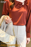 Women's Blouses Embroidered Flares Long Sleeve Shirt Women Solid Skew Collar Elegant Ladies Tops Basic OL Woman