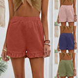 Fongt New Women's Shorts Burst Casual High-Waisted Cotton Straight Trousers