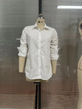 Fongt Women's New Street Fashion Collar Shirt Solid Professional Style Dress Set
