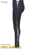Women High Waist Side Hollow Out Pencil Pants Sexy Vintage Slim Straight Sweatpants 2023 Spring Fall Harajuku Lolita Y2K