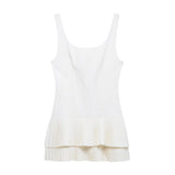 Fongt Women's Trouser Dress 2025 Spring-Less Sleeveless Folding Double-Layer Hem Repair Miniskirt
