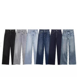 Fongt Classic Water Wash Jeans 2025 Spring High-Rise Straight Slack Trousers Women