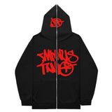 Fongt New High Street Hip-Hop National Tide Printing Zipper Clothing Fashion Fashion Couple Hooded