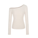 Fongt Desire Hot Girl Slim Slim Show Thin Off-Shoulder Long Sleeve T-Shirt Women's Early Autumn Design Sense Versatile Bottom Shirt Student