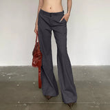 Thin, Casual, Drooping Floor Suit Trousers, Spicy Girls' Low Waist, Two Buttons, Wide Leg Trousers In Winter.-Outfit
