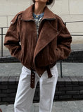 Fongt 2025 Women's Hot Sale Velvet Brown Loose Casual Jacket Jacket