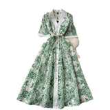 Fongt Wind High-End Dress 2025 New French Retro Elegant Lace Embroidery Waist Long Dress Dress