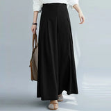 Women Elastic Waist Wide Leg Pants Loose Autumn Trousers Culottes Elegant Office Ladies Casual Palazzo Work