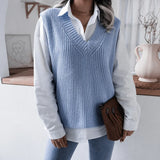 2025 V-Neck Casual Casual Knitted Sweater Vest Vest Wish Women's