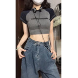 Vintage Raglan Short Sleeve Crop Top-Outfit