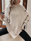 Fongt New Autumn And Winter High-Collar Button Decoration Bat Shirt Sworn Sweater