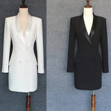 QUALITY New Fashion 2023 Runway Designer Dress Women's Long Sleeve Double Breasted Notched Collar
